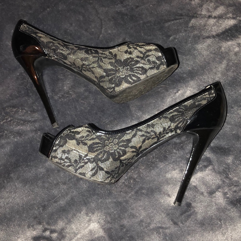 Sexy black lace heels